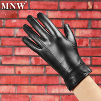 Men's Genuine Leather Driving Gloves with Touchscreen Function, Thin Silk Lining, Warm for Autumn/Winter