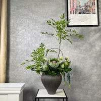 Artificial Nandina Flower Arrangement with Vase for Living Room Decor