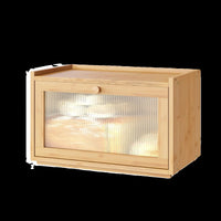 Bamboo Kitchen Countertop Storage Box with Lid, Multifunctional Organizer for Snacks and Sundries