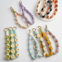 Hand-Woven Daisy Phone Lanyard with Camera Strap