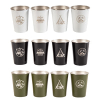 Outdoor 304 Stainless Steel Camping Mugs Set with Storage Bag, 350ml Coffee Beer Water Cups for Travel BBQ