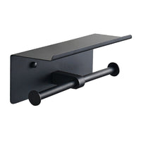 Stainless Steel Toilet Paper Holder with Phone Shelf, Punch-Free Wall Mount Tissue Roll Dispenser for Bathroom