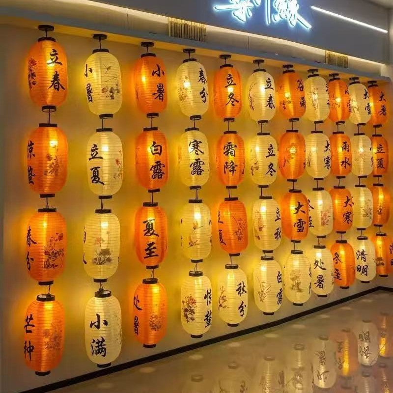 Chinese 24 Solar Terms Waterproof Outdoor Lanterns with LED Lights for Festivals and Decor