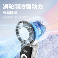 2026 New Handheld Turbo Fan with Semiconductor Cooling, High-Speed Rechargeable Portable Desk & Neck Fan