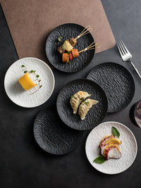 Ceramic Bone Dish Set - 6-inch Stone Pattern Snack Plates for Home Use