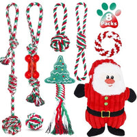 Christmas Pet Dog Chew Rope Toy Set for Teeth Cleaning and Training