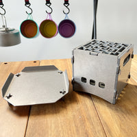 SNOW ROCK Stone Washed Titanium Alloy Detachable Mini Tea Stove Portable Outdoor Camping Charcoal Grill