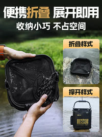 Benno Thickened Foldable Fishing Bucket with Rod Insert for Outdoor Angling