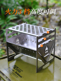 Wilderness Hunter Detachable Camping Fire Pit Titanium BBQ Grill Portable Wood Stove for Outdoor Cooking & Tea