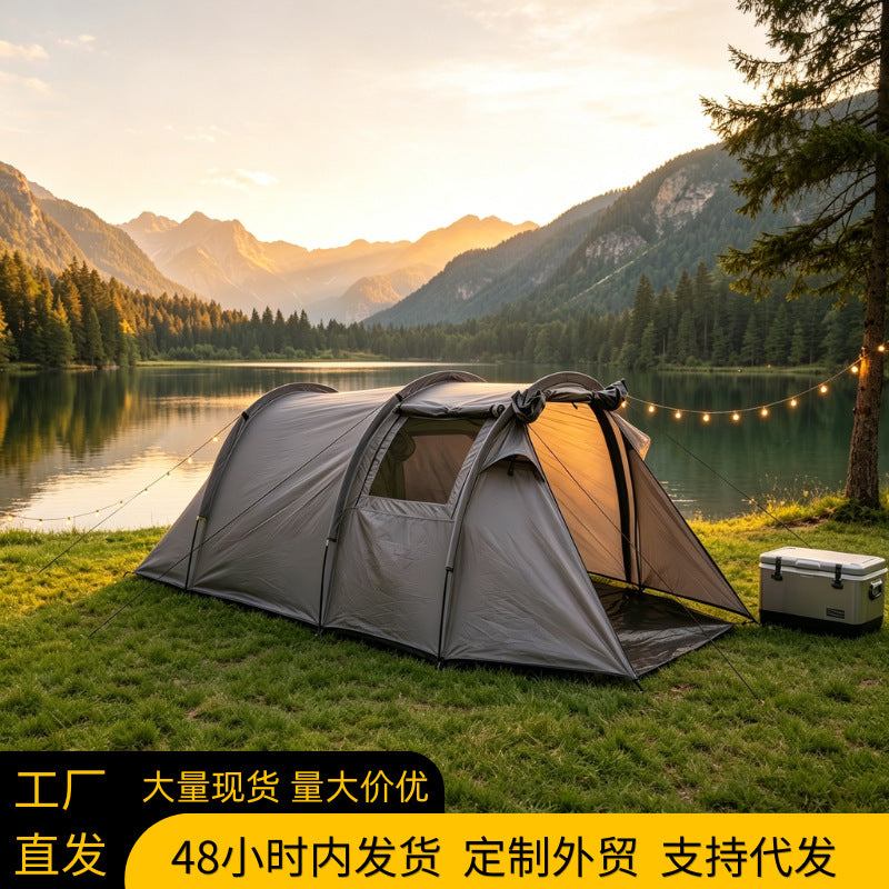 Outdoor Camping Tunnel Tent with Large Space, Sunshade, and Ventilation for Wild Camping