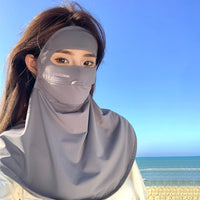 Full Face UV Protection Sun Mask for Women, Ice Silk Neck Guard Facekini for Outdoor Sun Protection
