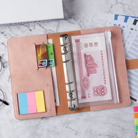 A6 Faux Leather Notebook with Zipper Pouch and Budget Sheets, Vintage Style Journal Diary