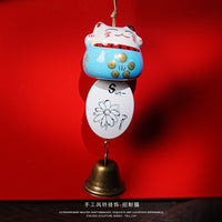 Jingdezhen Ceramic Lucky Cat Wind Chime Ornament for Home Decor and Markets