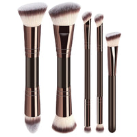 Dual-Ended Makeup Brush Set with Foundation, Blush, and Powder Brushes