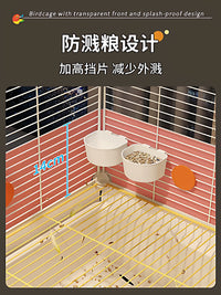 Large Splash-Proof Bird Cage for Parrots, Cockatiels, Budgies, Peonies, and Sun Conures - Luxurious Home Villa Design