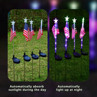 Solar American Flag Lawn Light for Independence Day Decoration, Outdoor LED Solar Powered Garden Stake Lamp