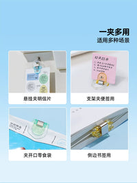 Mao Taizi Transparent Document Clips for Students, Assorted Colors, Paper Organizer, Cute Triangle Clips
