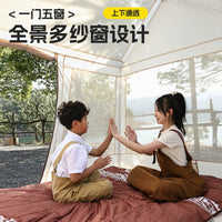 Automatic Pop-Up Ridge Tent for Outdoor Camping, Double Layer Waterproof Family Shelter