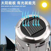 Solar Powered Camping Lantern with Fan, Rechargeable Emergency Light, Portable Tent Lamp