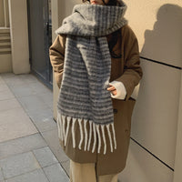 Wool Blend Knitted Scarf Shawl for Women, Thickened Warm Winter Wrap