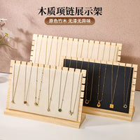 Large L-Shaped Necklace Display Stand with Stable Wooden Base for Jewelry & Bracelets