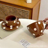Vintage Ceramic Coffee Mug and Saucer Set for Home Use, High-Value Couple's Breakfast Cup