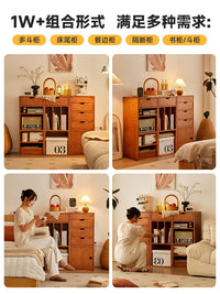 Solid Wood Narrow Bookshelf Storage Cabinet with Adjustable Shelves