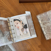 Glitter Bowknot Transparent M5 Binder Photo Album Diary Journal Card Holder