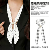 Beaded Polka Dot Silk Scarf for Women, Vintage Necktie Style, Adjustable Long Strip Scarf