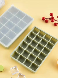 Silicone Ice Cube Tray with Lid, Square Ice Mold, 15-Grid and 24-Grid Food-Grade Ice Maker