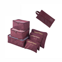 7-Piece Travel Luggage Organizer Set with Shoe Bag - Portable & Large Capacity
