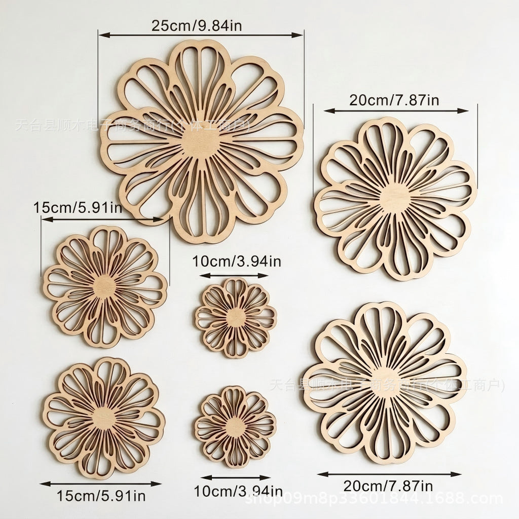 Laser Cut Floral Wood Slices for DIY Crafts and Photography Props