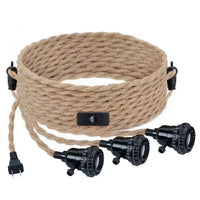 Vintage Hemp Rope E26/E27 Pendant Light Cord with Switch and Plug