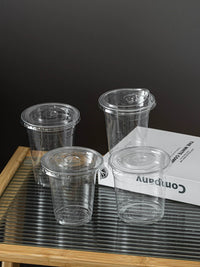 500ml Disposable Plastic Cold Drink Cups with Lids for Coffee, Milk Tea, Lemonade