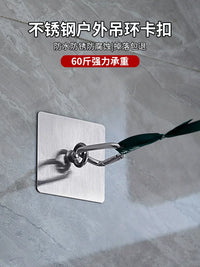 Heavy-Duty Adhesive Hooks for Outdoor Use - Stainless Steel Loop Design, No-Drill Installation for Rough Surfaces