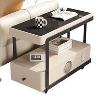 Italian Minimalist Solid Wood Sofa Side Table with Smart Speaker and Charging, Living Room Storage Cabinet