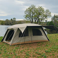 Outdoor Camping Tent with Three-Sided Sunshade and Rain Protection, Two Rooms One Hall
