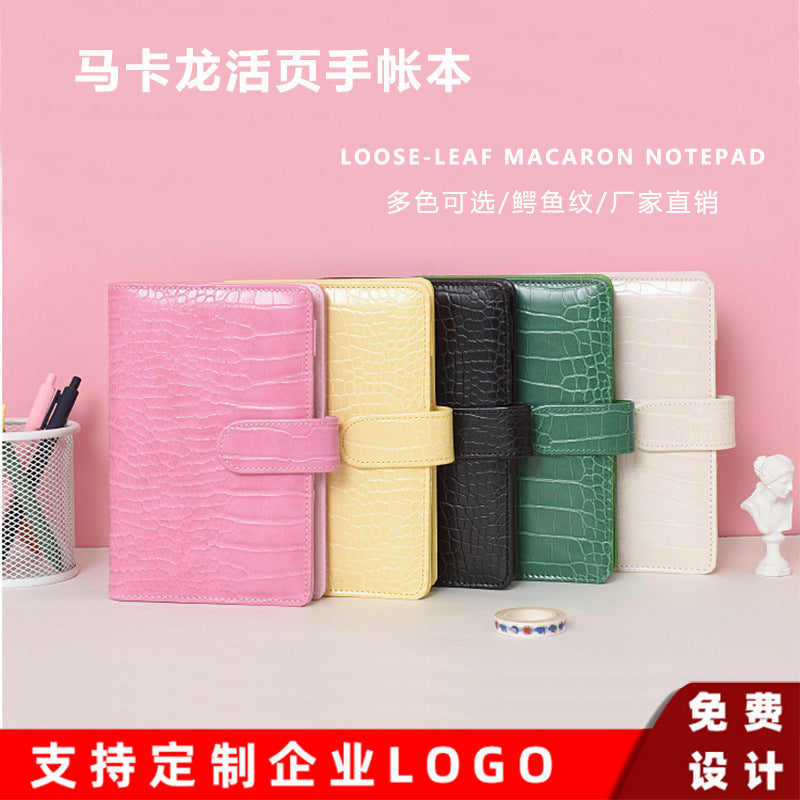 Crocodile Pattern Macaron A5/A6/A7 Notebook with Snap Closure, Creative Stationery Gift Planner