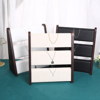 Walnut Wood 2-Tier Necklace Display Stand Jewelry Organizer for Bracelets and Necklaces