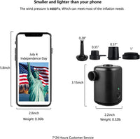 Mini Portable USB Rechargeable Air Pump for Inflatables and Car Use, Dual-Function Inflate/Deflate