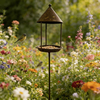 Vintage Bird Cage Feeder with Ground Stake for Outdoor Garden Patio