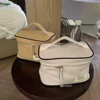 Durable Thick Fabric Cosmetic Bag Portable Travel Large Capacity Toiletry Organizer