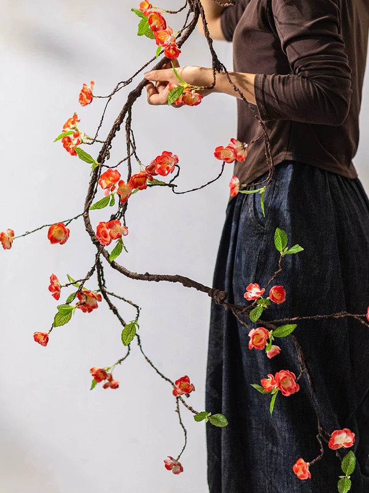 Artificial Begonia Flowers, Vintage Style Faux Floral Arrangement for Living Room Decor