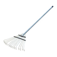Steel Wire Leaf Rake, Large Garden Rake with Wooden Handle for Leaves and Debris