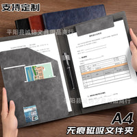 A4 Leather Portfolio Folder with Magnetic Closure and Notepad