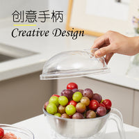 Stainless Steel Fruit Basket Salad Bowl with Lid and Handle, Drainer, Fresh-keeping, Mixing, Chilling Bowl