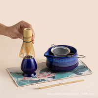 Japanese Ceramic Matcha Bowl Set with Spout and Whisk Stand