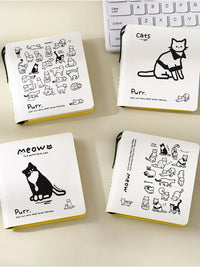 Mini Square Notebook with Pen Holder, Portable Pocket Journal with Cute Cat Design, Blank Pages for Sketching and Notes