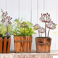 Rustic Iron Fern Lily of the Valley Dandelion Garden Stakes Outdoor Yard Decor