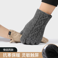 Winter Cashmere Lined Touchscreen Gloves for Men and Women, Windproof Thermal Knitted Full Finger Gloves